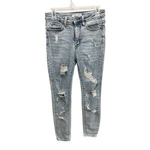 Judy Blue Women's 7/28 High Rise Skinny Fit Super Destressed Light Blue Jeans